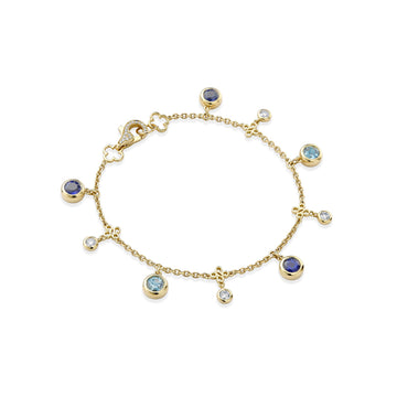 Beach Sapphire Aquamarine Yellow Gold Bracelet