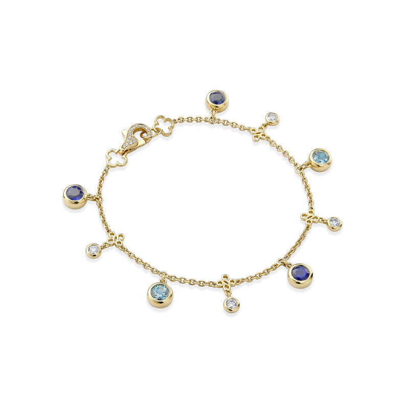 Beach Sapphire Aquamarine Yellow Gold Bracelet