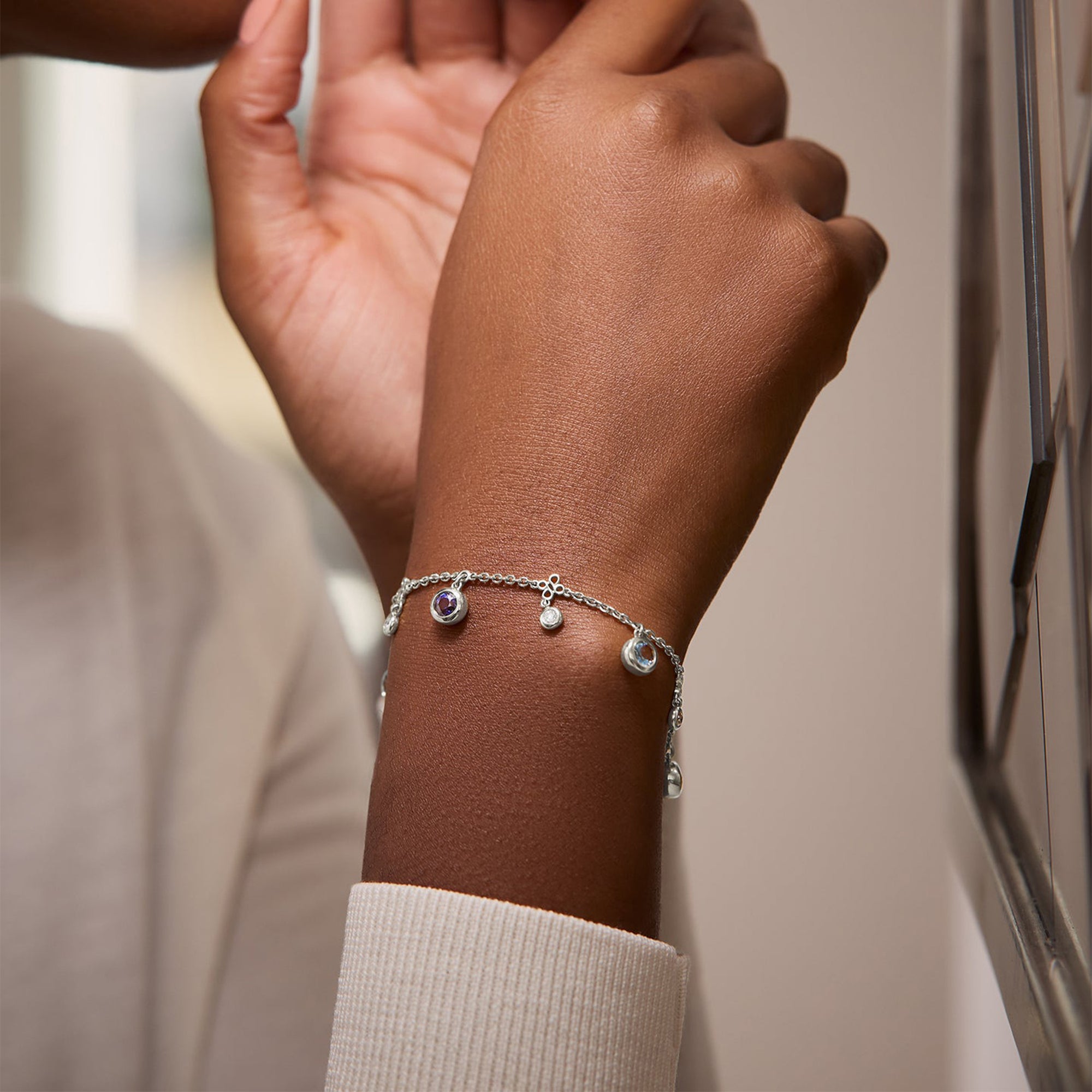 Beach Sapphire Aquamarine Platinum Bracelet