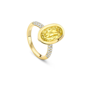 Florentine Dolce Vita Oval Chrysoberyl Yellow Gold Ring