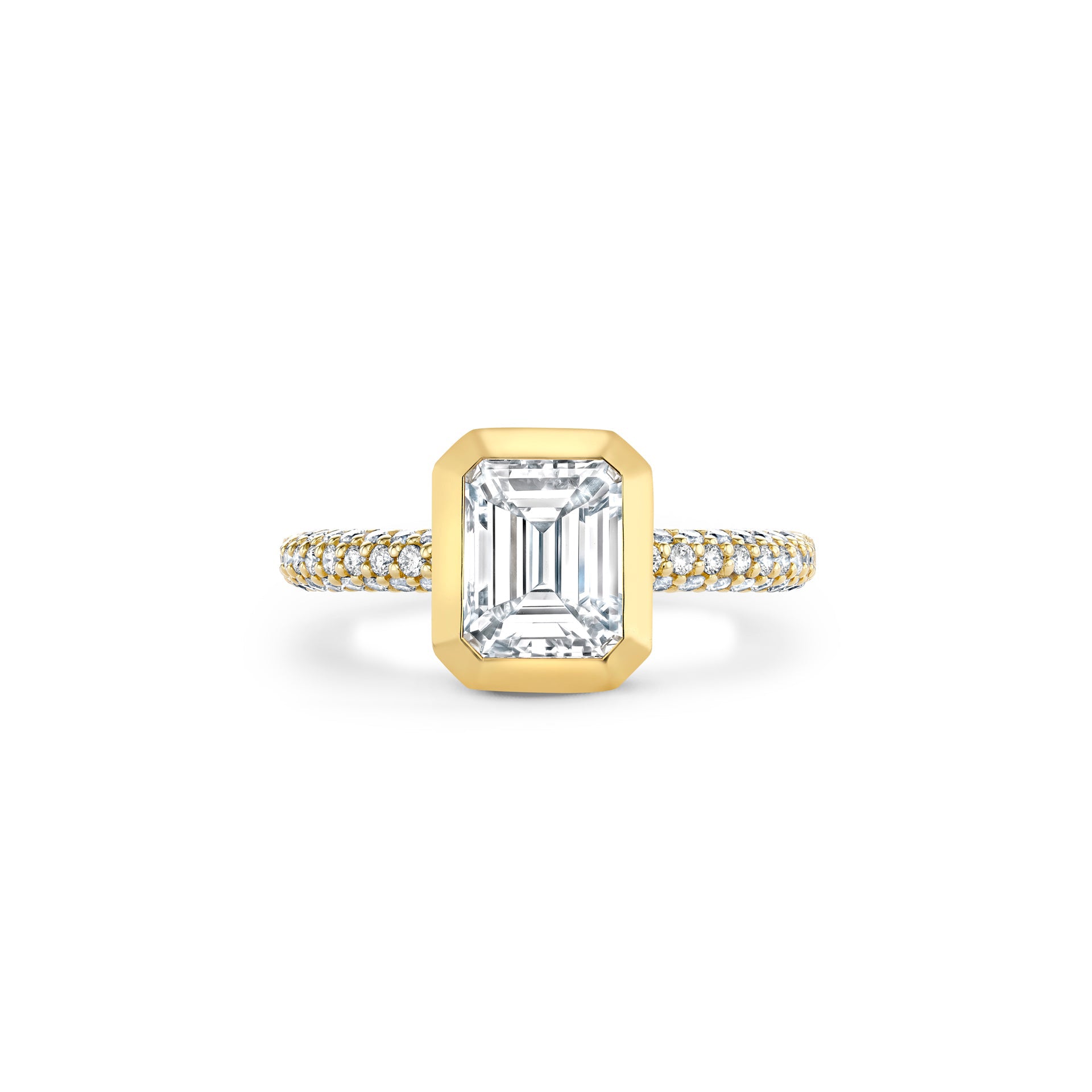 Florentine Emerald Cut Diamond Yellow Gold Ring