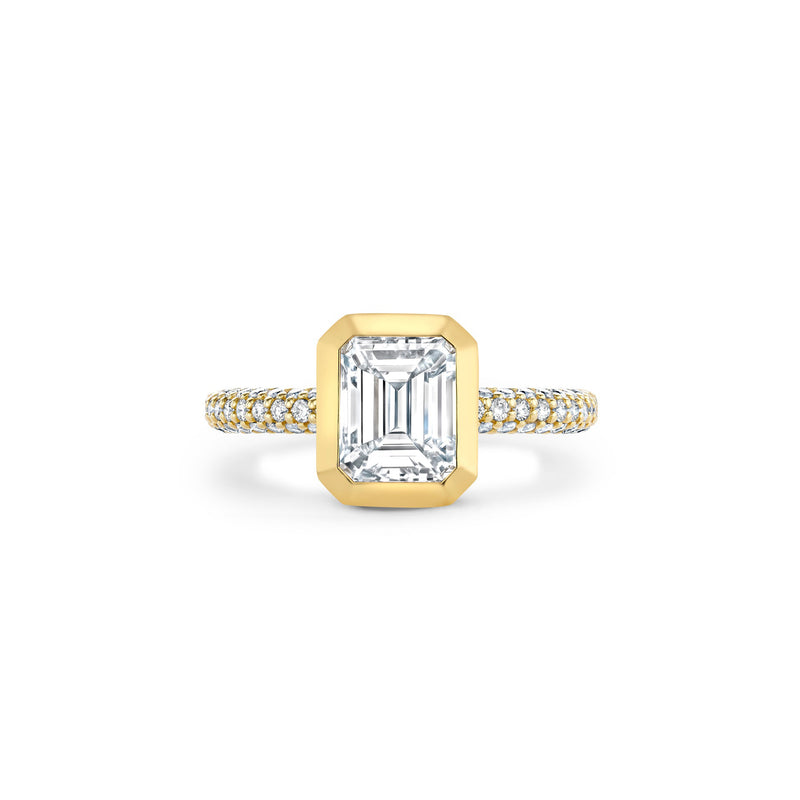 Florentine Emerald Cut Diamond Yellow Gold Ring