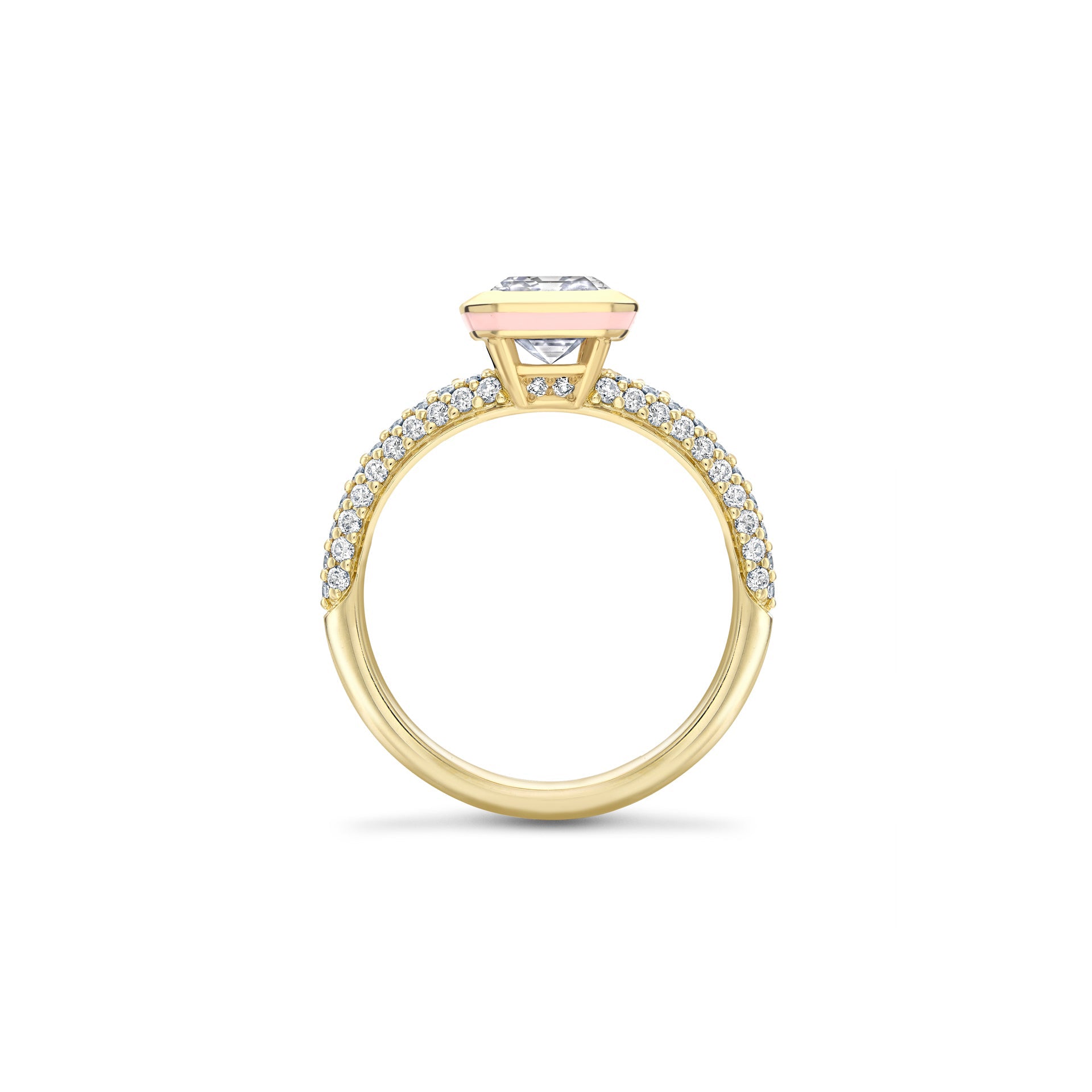 Florentine Emerald Cut Diamond Yellow Gold Ring