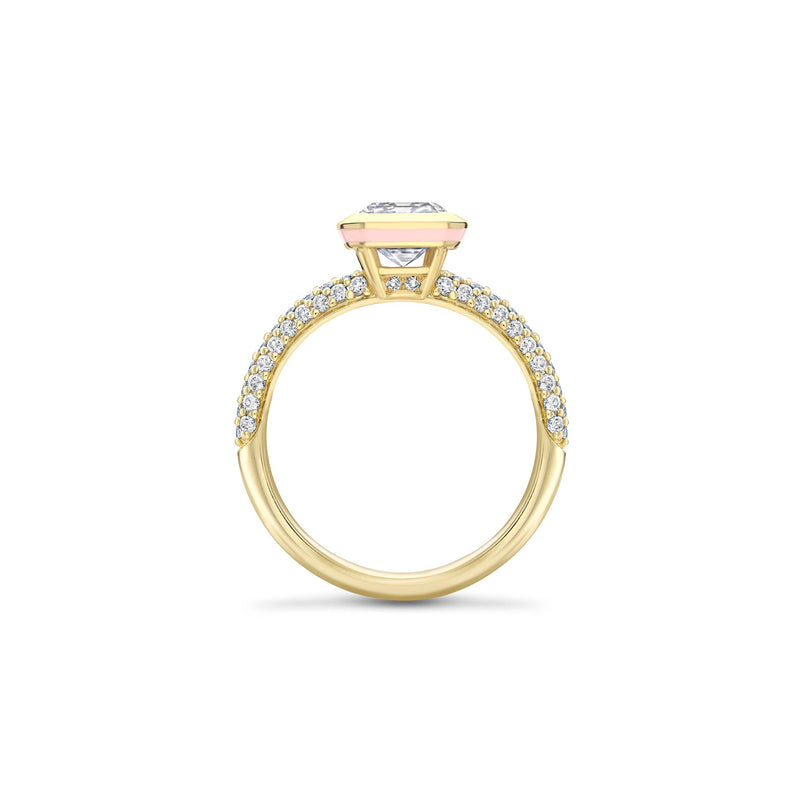 Florentine Emerald Cut Diamond Yellow Gold Ring