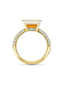 Florentine Dolce Vita Emerald Cut Mandarin Garnet Yellow Gold Ring