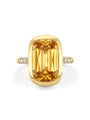 Florentine Cushion Topaz White Enamel Yellow Gold Ring
