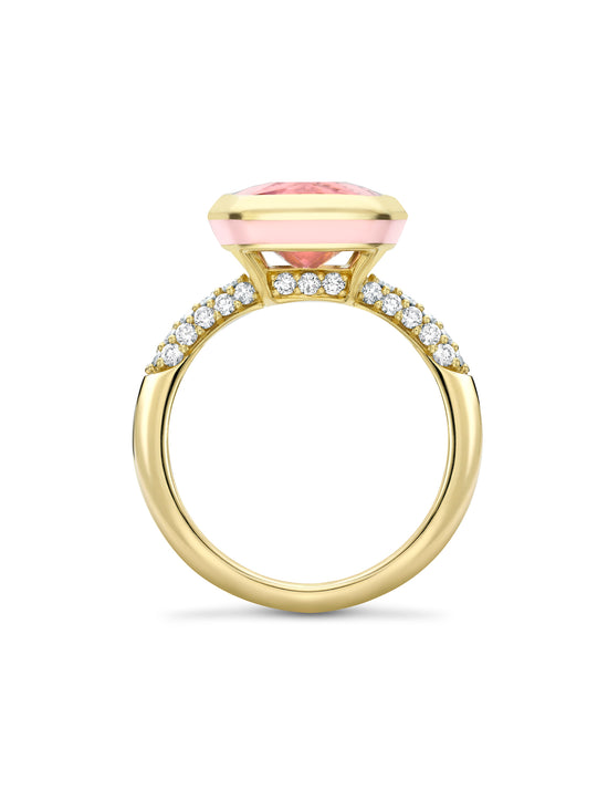 Florentine Dolce Vita Morganite Yellow Gold Ring