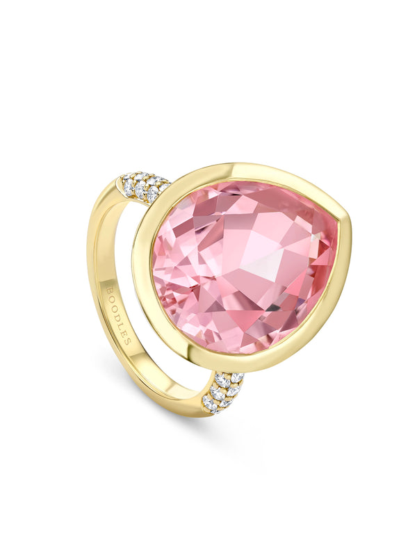 Florentine Dolce Vita Pear Pink Tourmaline Yellow Gold Ring