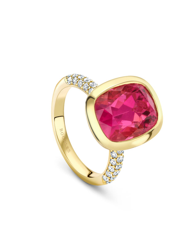 Florentine Dolce Vita Pink Tourmaline Yellow Gold Ring