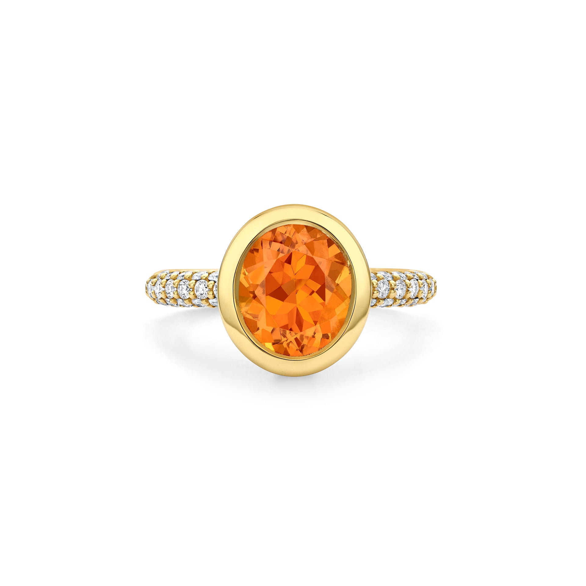 Florentine Oval Mandarin Garnet Yellow Gold Ring