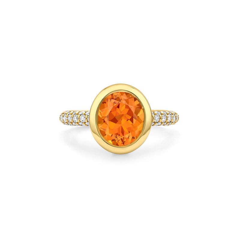 Florentine Oval Mandarin Garnet Yellow Gold Ring