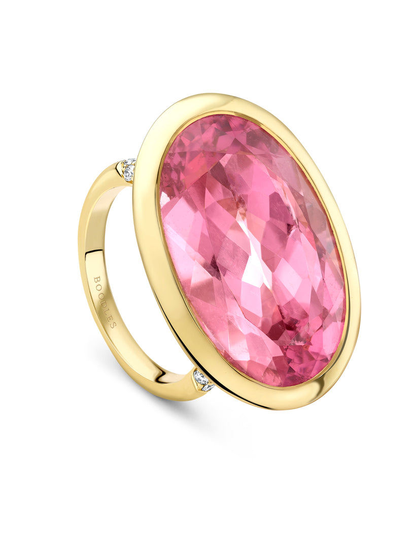 Florentine Dolce Vita Oval Pink Tourmaline Yellow Gold Ring