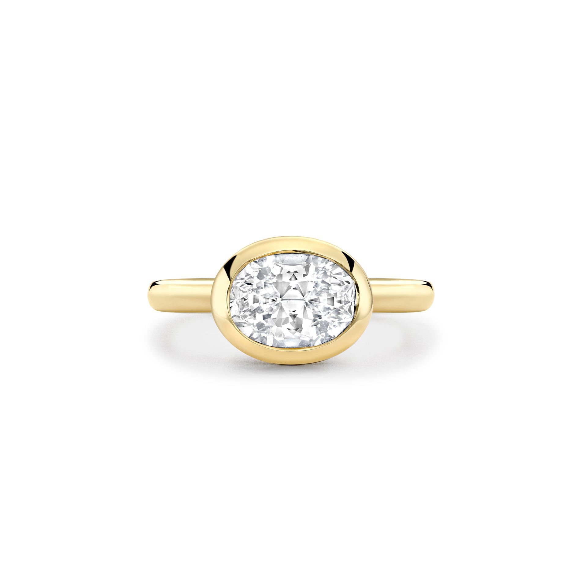 Florentine Oval Diamond Yellow Gold Ring