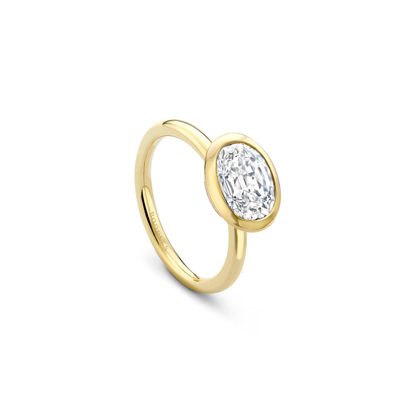 Florentine Oval Diamond Yellow Gold Ring