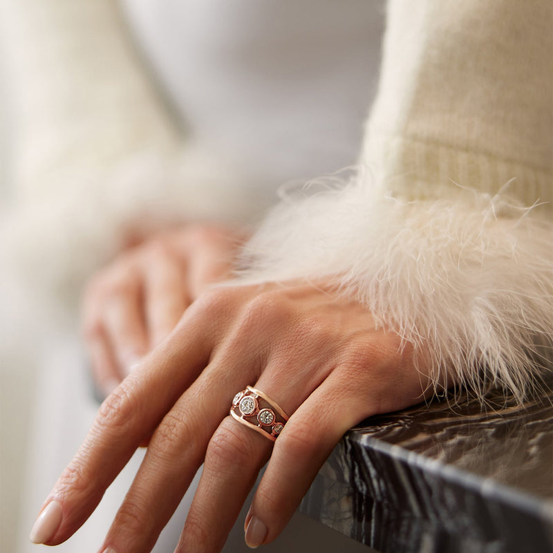 Beach Diamond Rose Gold Ring