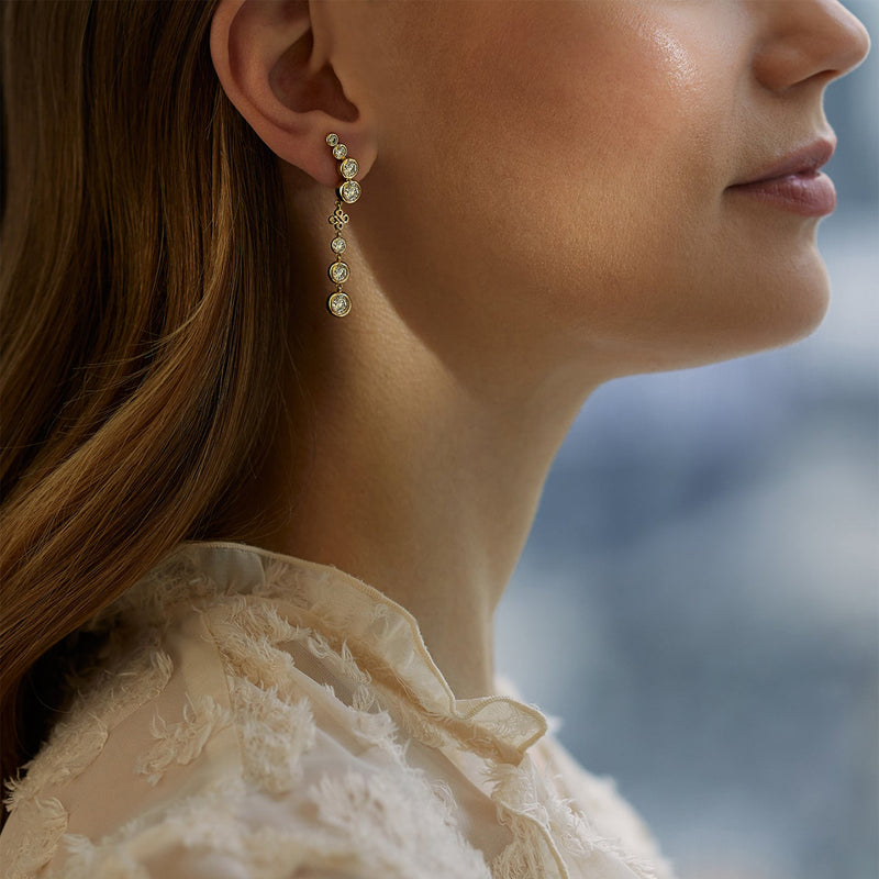 Beach Detachable Long Yellow Gold Drop Earrings