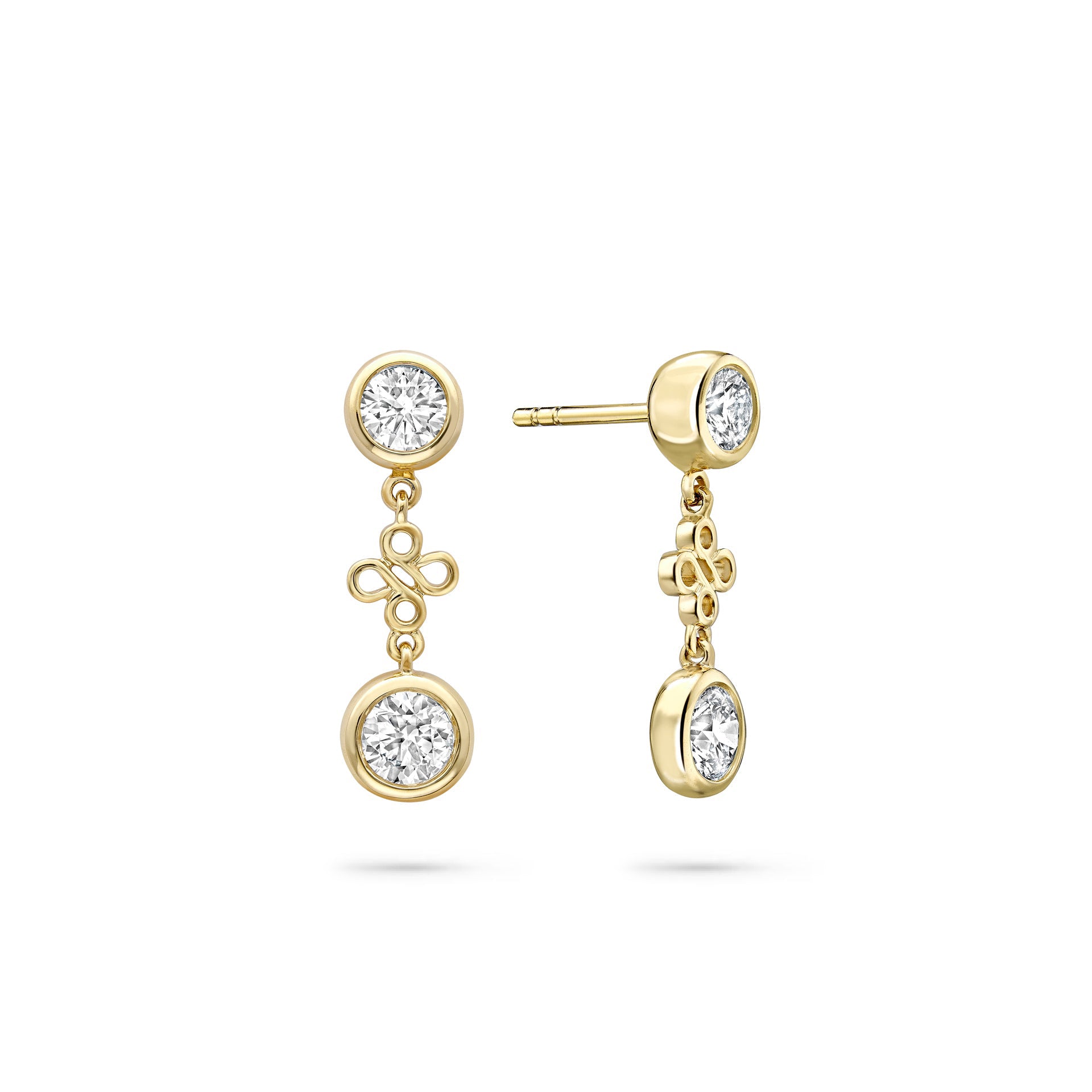 Beach Yellow Gold Detachable Diamond Drop Earrings
