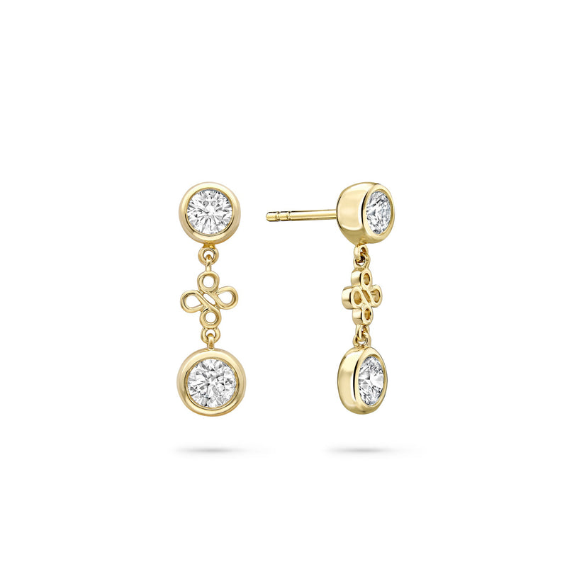 Beach Yellow Gold Detachable Diamond Drop Earrings