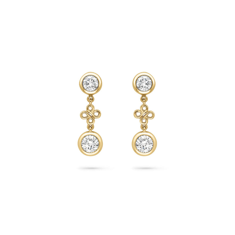 Beach Yellow Gold Detachable Diamond Drop Earrings