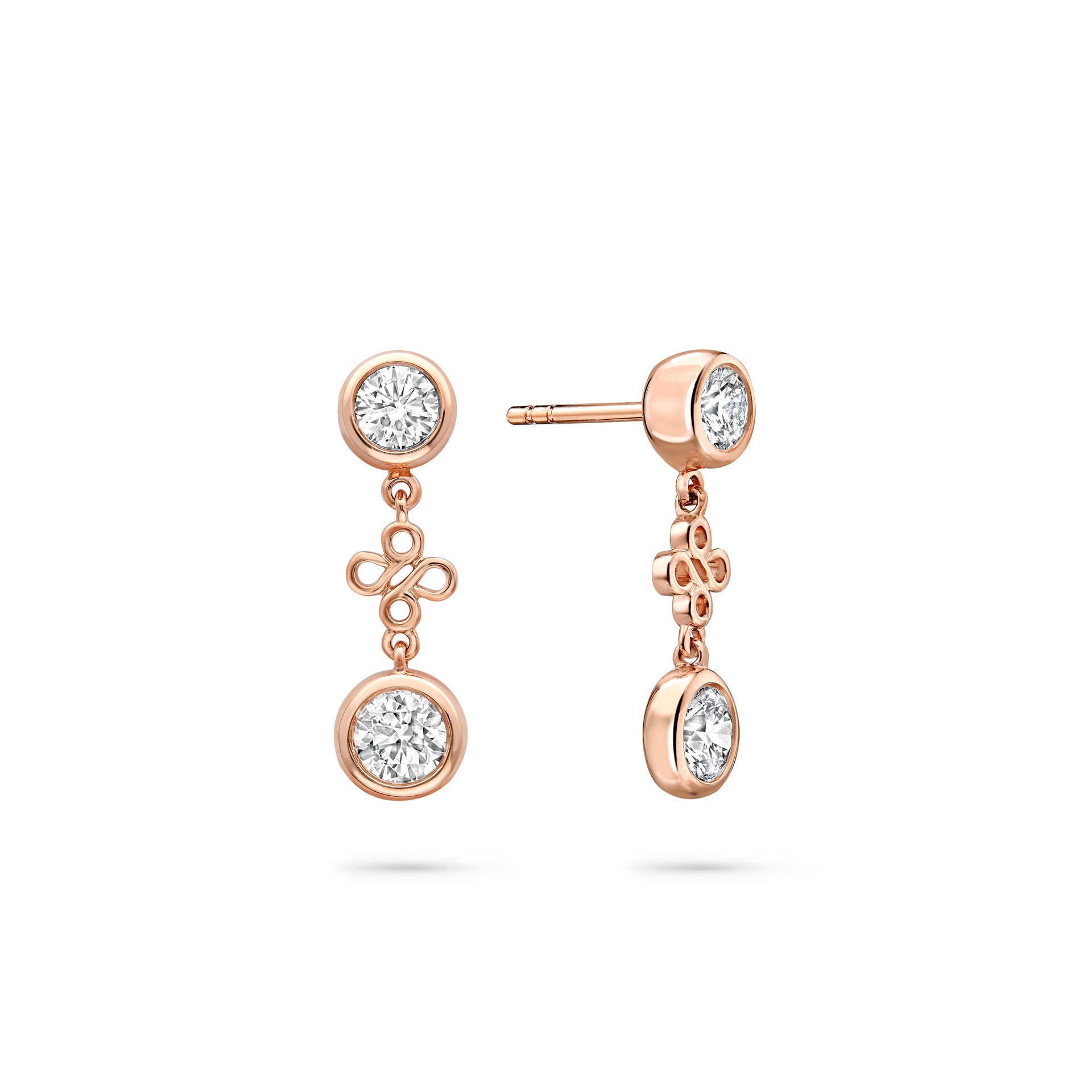 Beach Rose Gold Detachable Diamond Drop Earrings