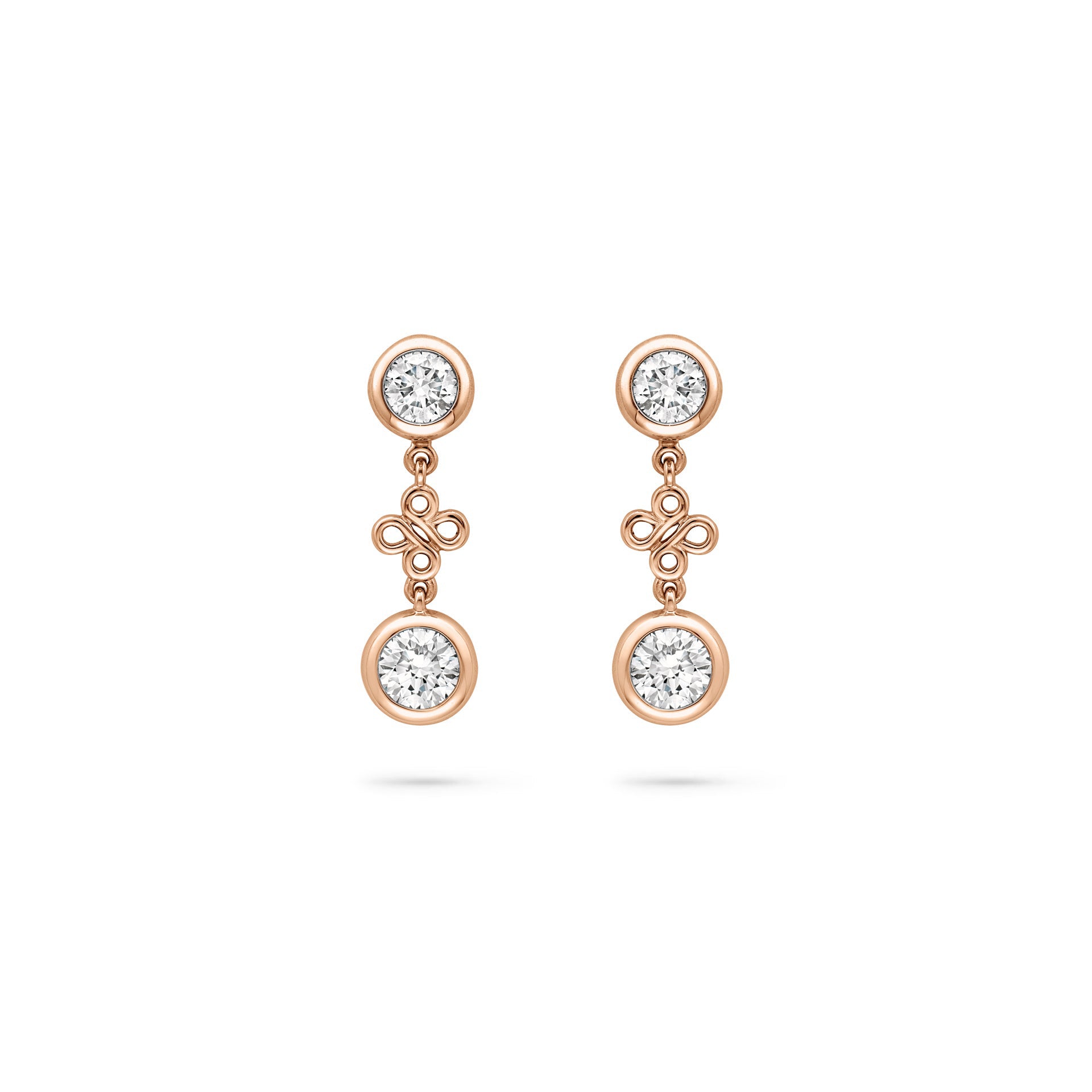 Beach Rose Gold Detachable Diamond Drop Earrings