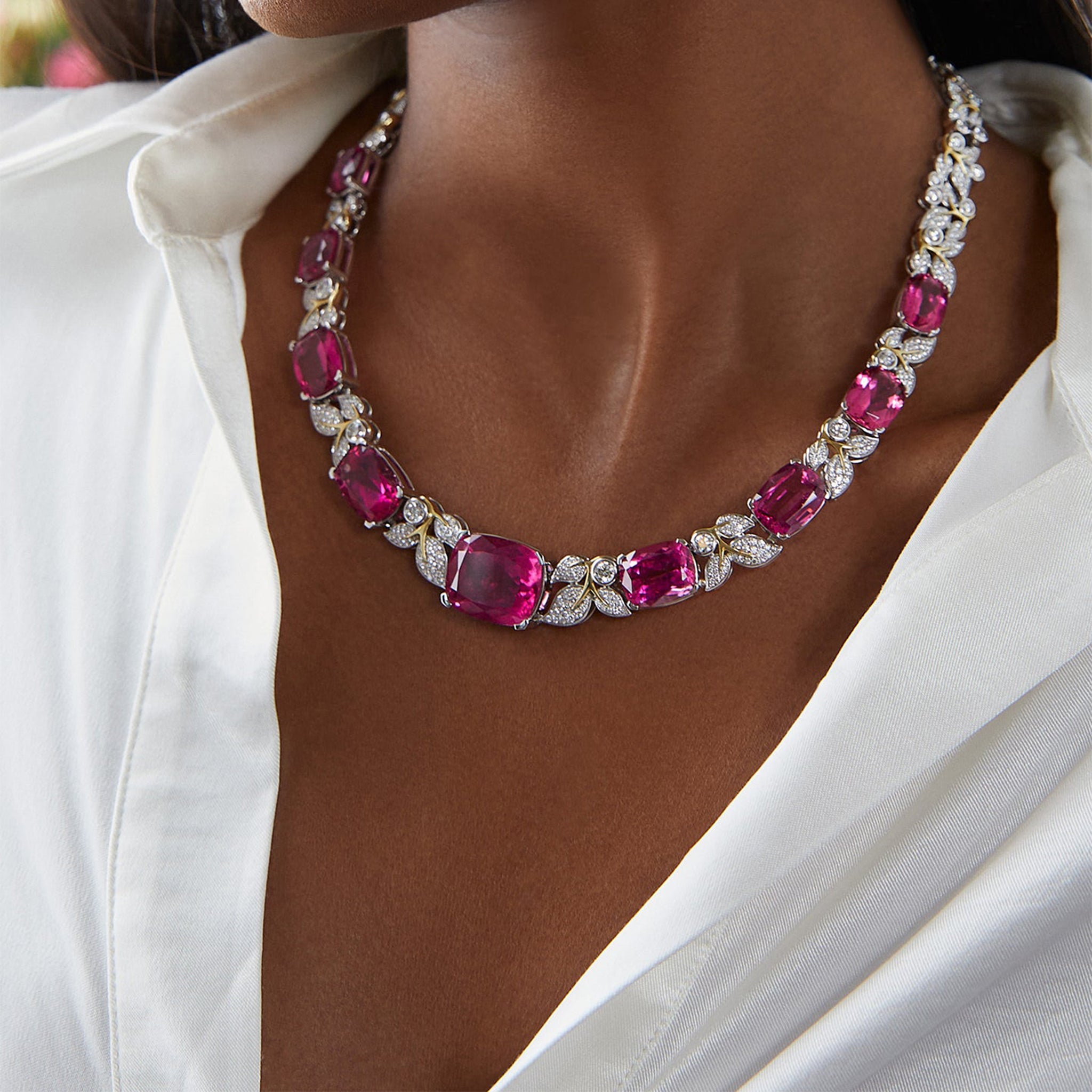 Secret Garden Verdure Rubellite Diamond Necklace