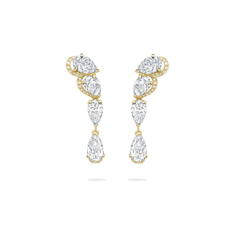 Classic Pear Yellow Gold Diamond Drop Earrings