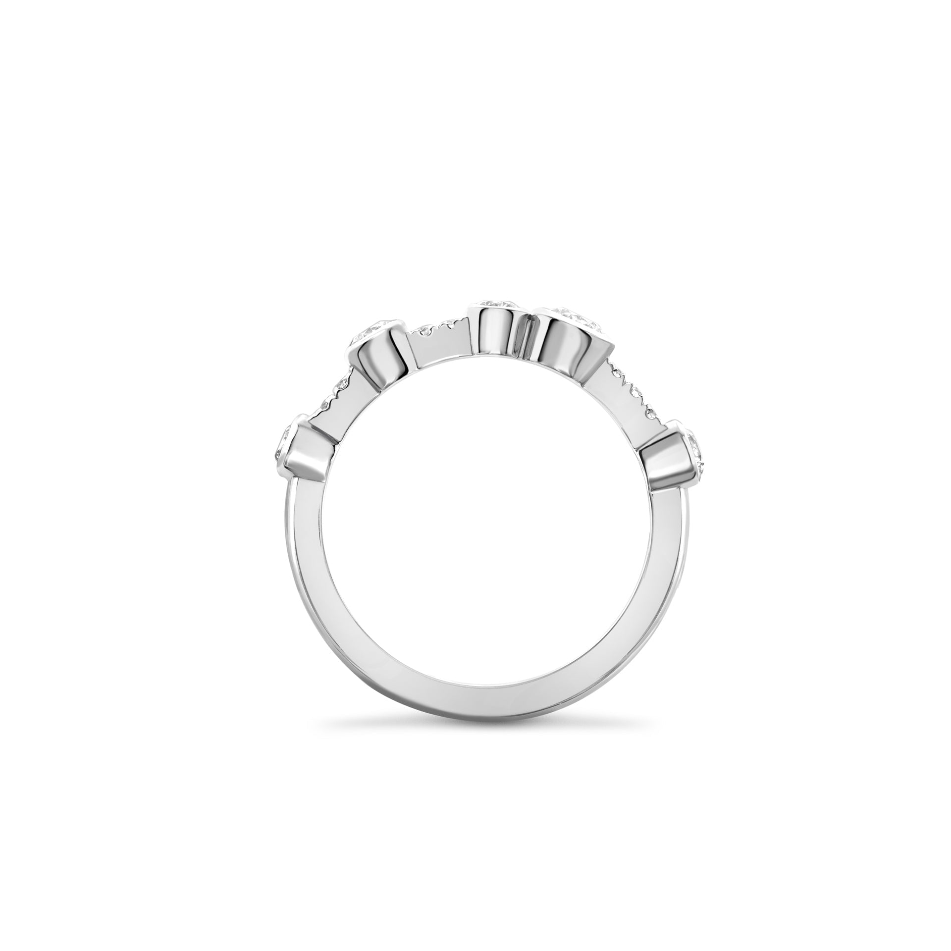 Waterfall Half-Hoop Platinum Diamond Ring