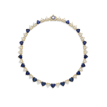Classic Heart Sapphire Diamond Yellow Gold Collar