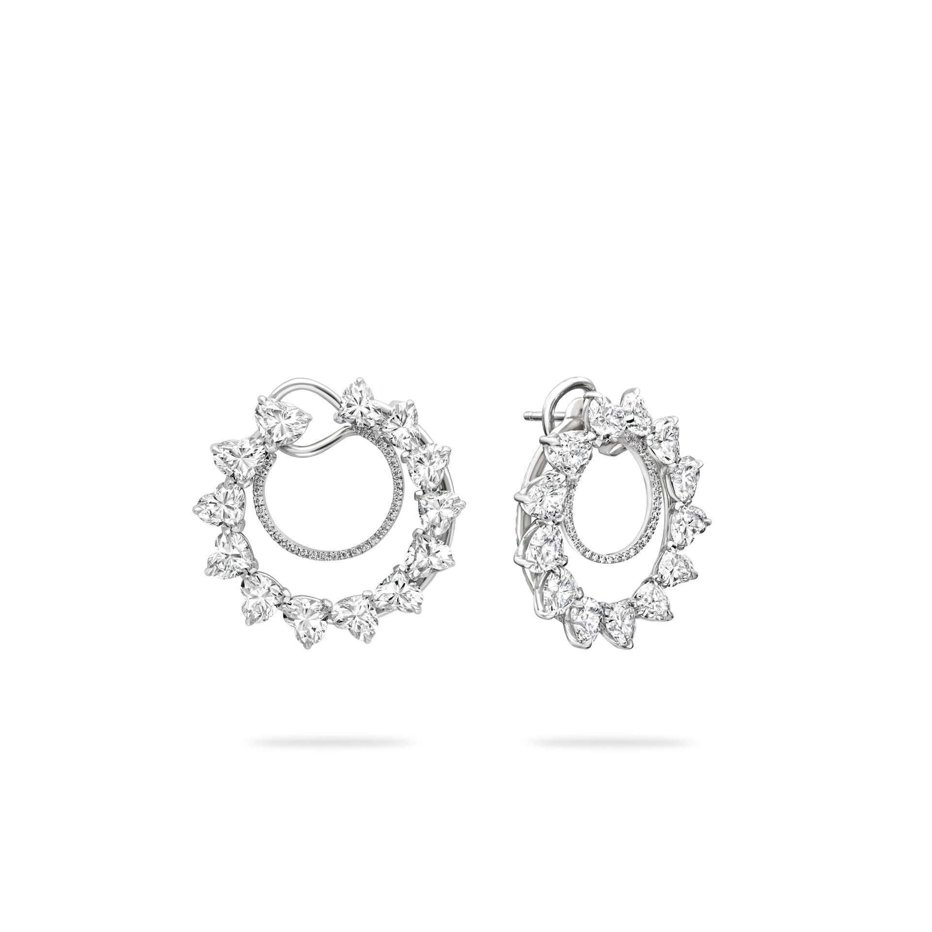 Swirl Platinum Heart Diamond Earrings