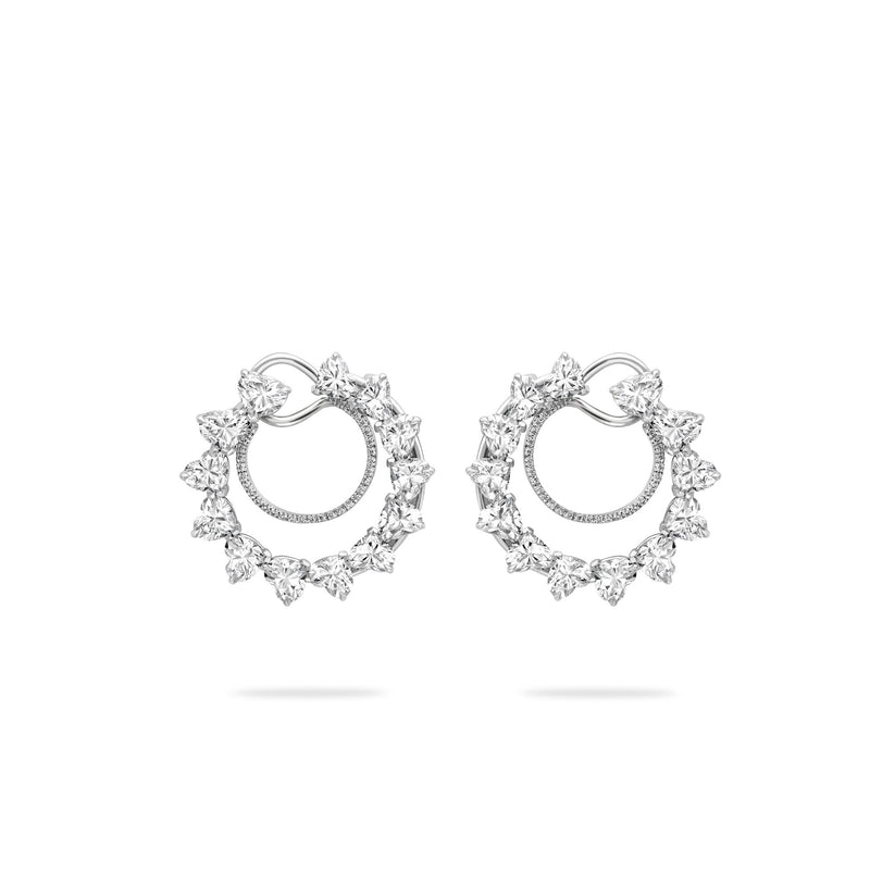 Swirl Platinum Heart Diamond Earrings