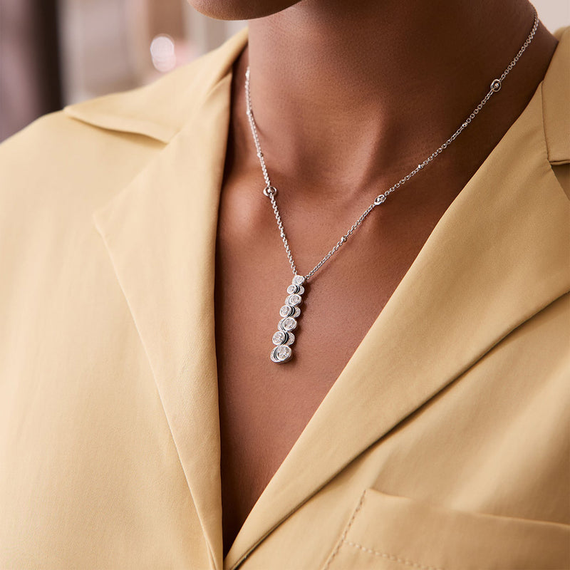 Over the Moon Diamond Enamel Platinum Pendant