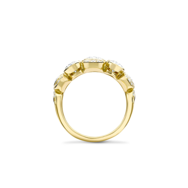 Over the Moon Diamond Enamel Yellow Gold Ring