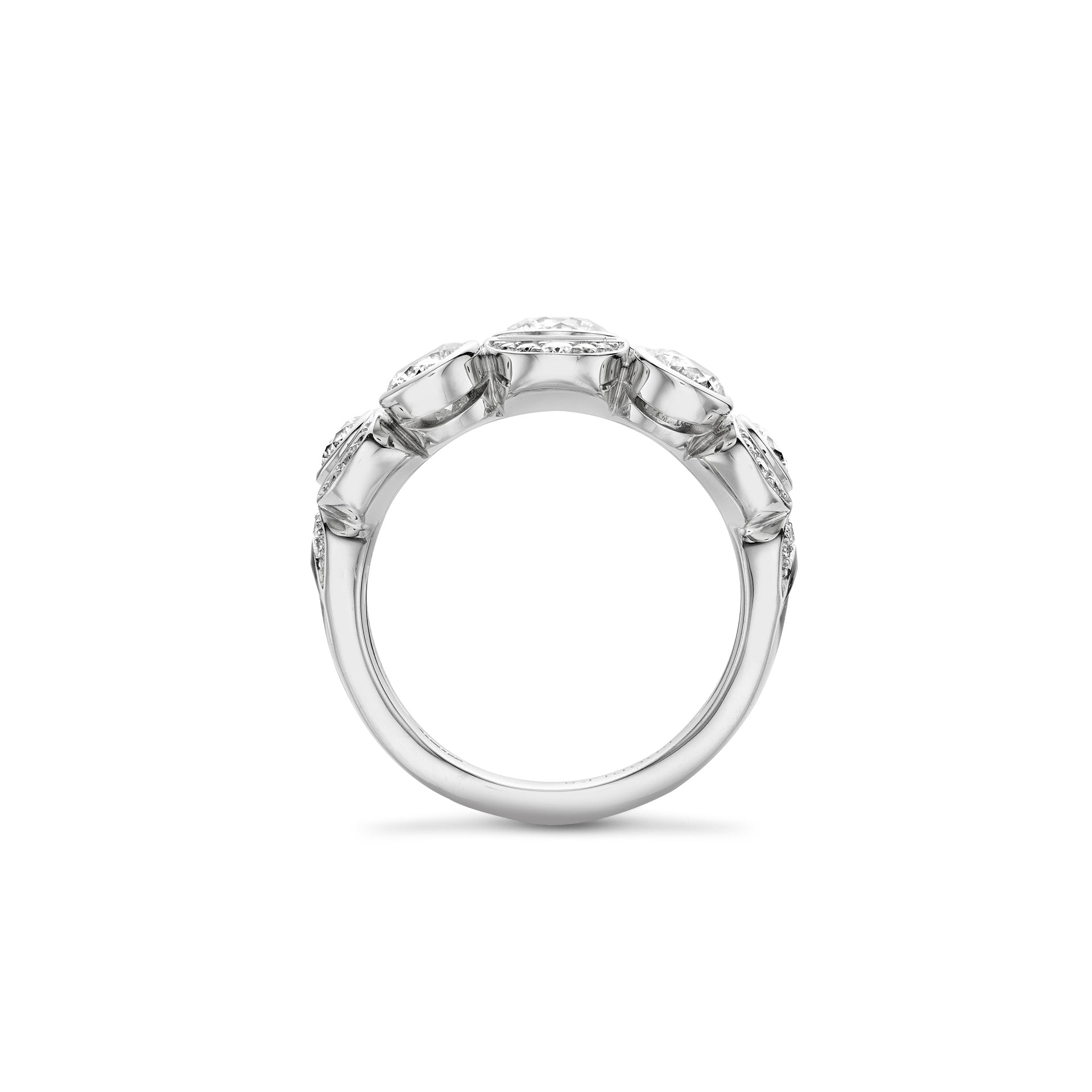 Over the Moon Diamond Enamel Platinum Ring