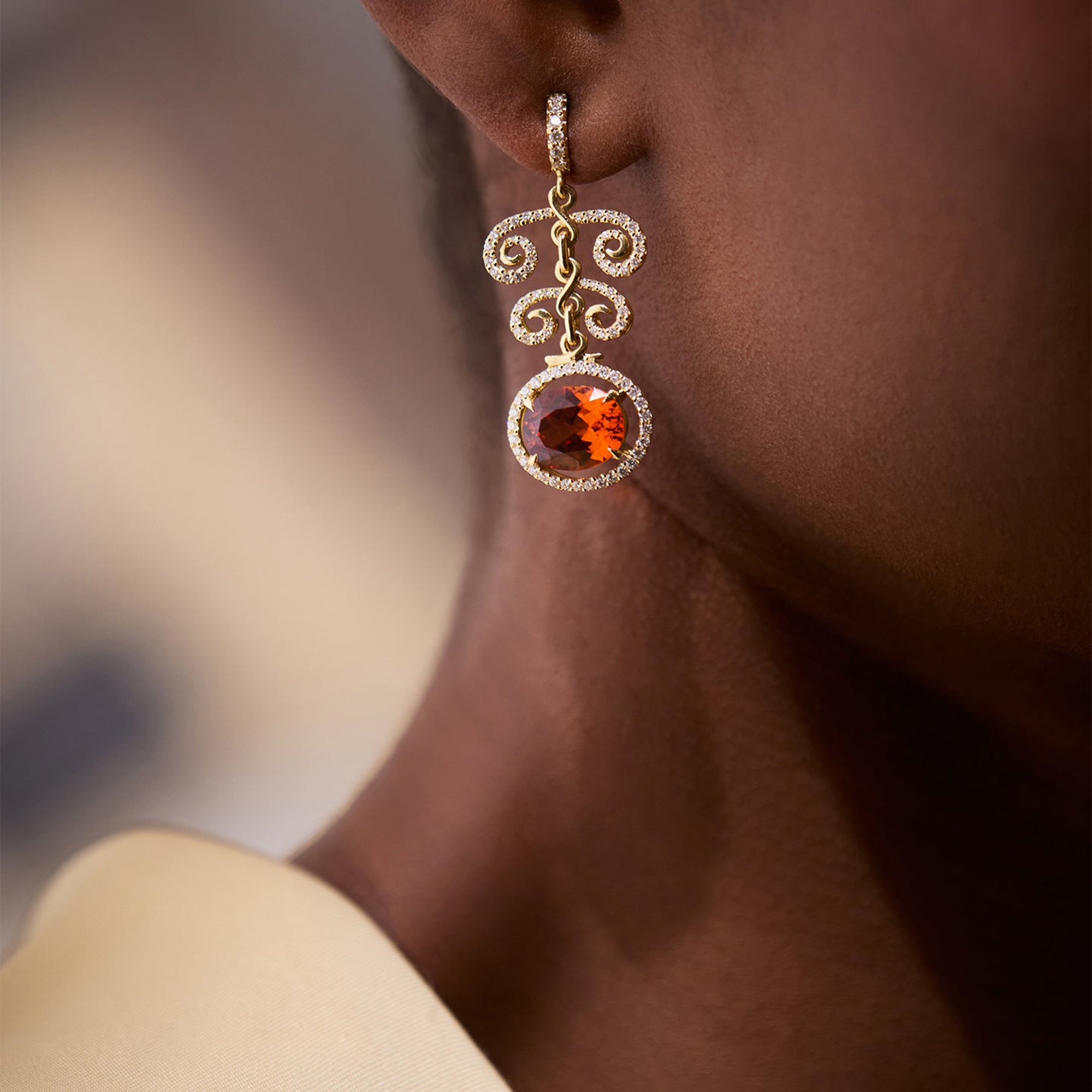 A Family Journey Vienna Mandarin Garnet Yellow Gold Earrings