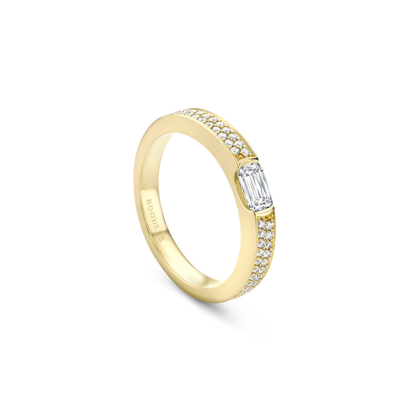 Classic Ashoka Diamond Yellow Gold Wedding Band