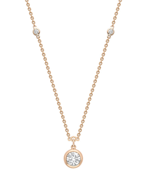 Classic Round Diamond Rose Gold Pendant