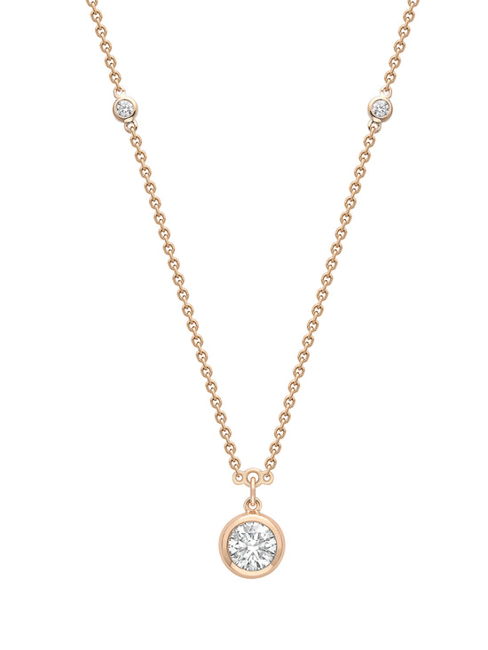 Classic Round Diamond Rose Gold Pendant