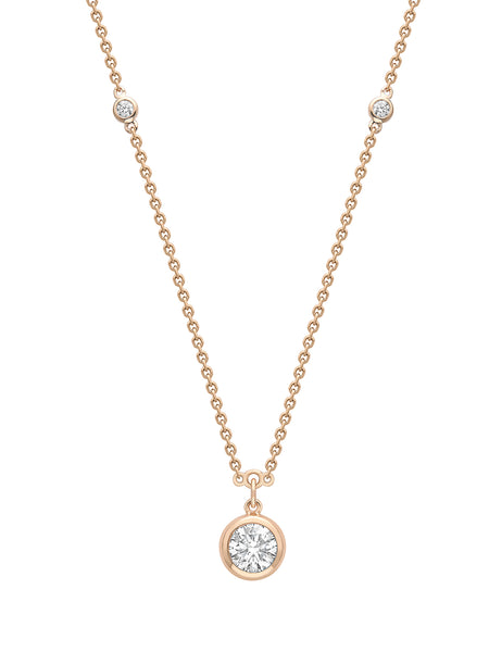 Classic Round Diamond Rose Gold Pendant