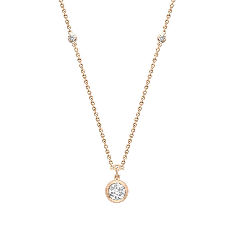 Classic Round Diamond Rose Gold Pendant