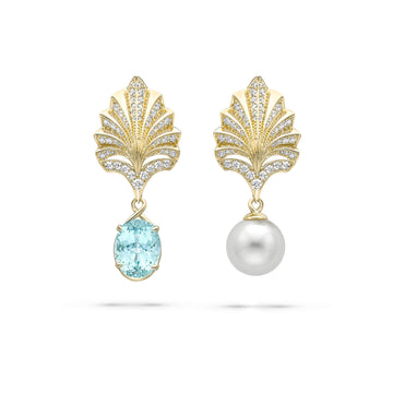 Olympian Paraiba Pearl Yellow Gold Earrings