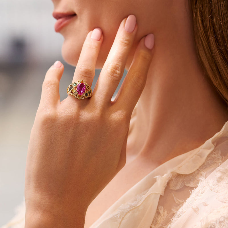 A Family Journey Barcelona Pink Sapphire Yellow Gold Ring