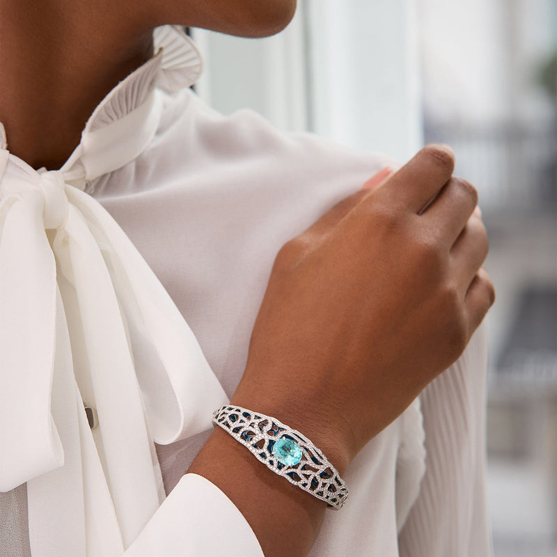 A Family Journey St. Tropez Aquamarine Platinum Bangle