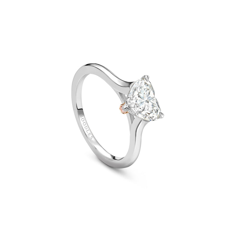 Classic Heart Diamond Platinum Ring