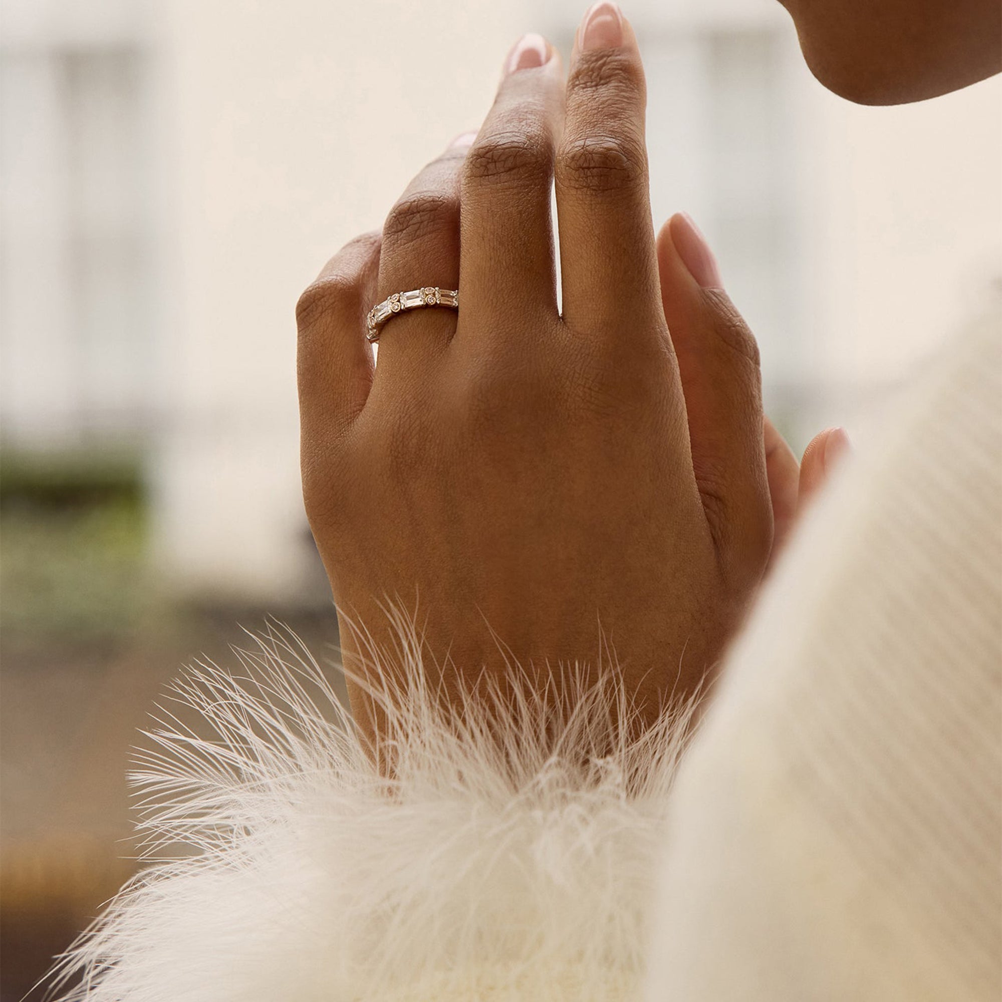 Ashoka and Pink Diamond Platinum Eternity Ring