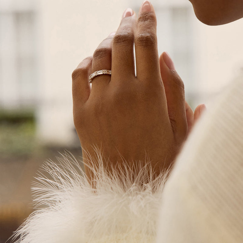 Ashoka and Pink Diamond Platinum Eternity Ring