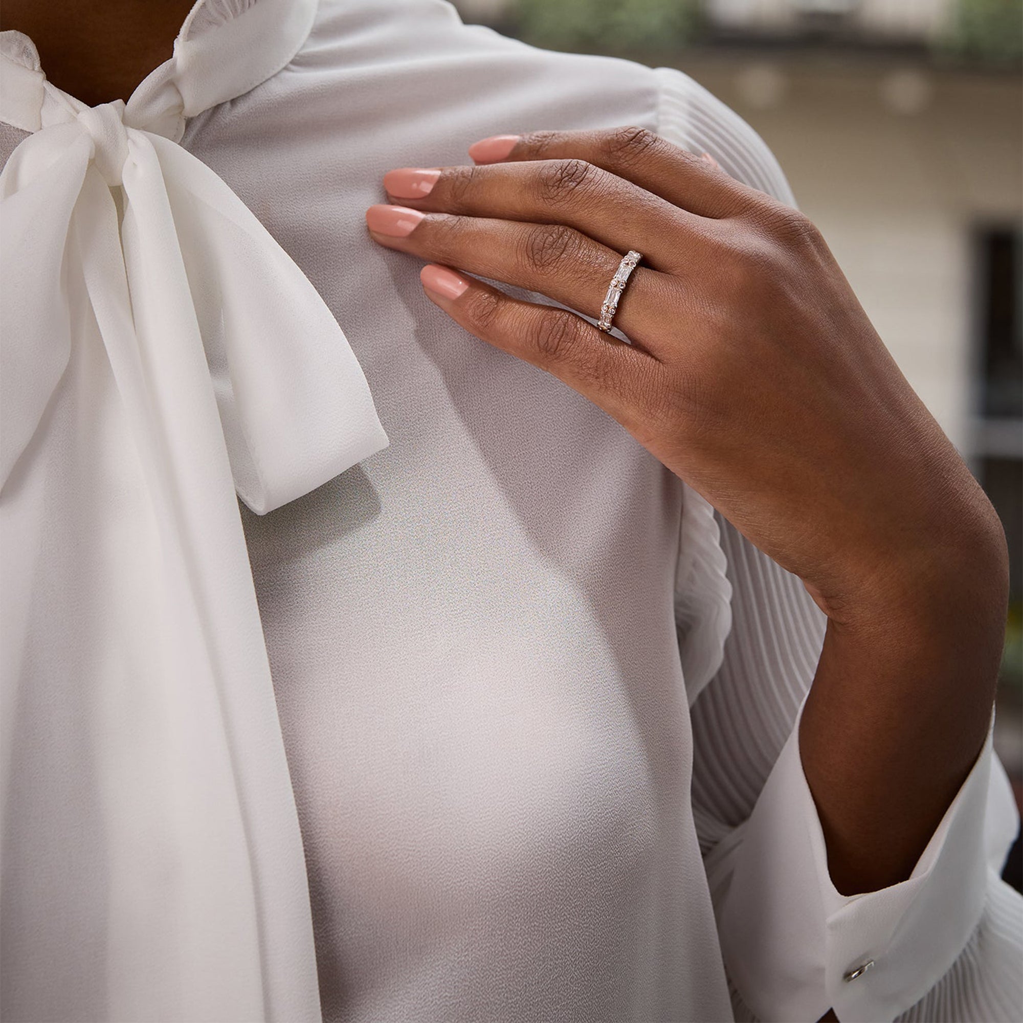 Ashoka and Pink Diamond Platinum Eternity Ring