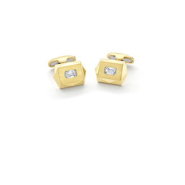 Jazz Yellow Gold Ashoka Diamond Cufflinks