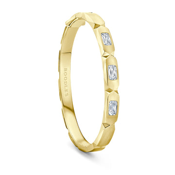 Jazz Three Stone Ashoka Diamond Yellow Gold Bangle