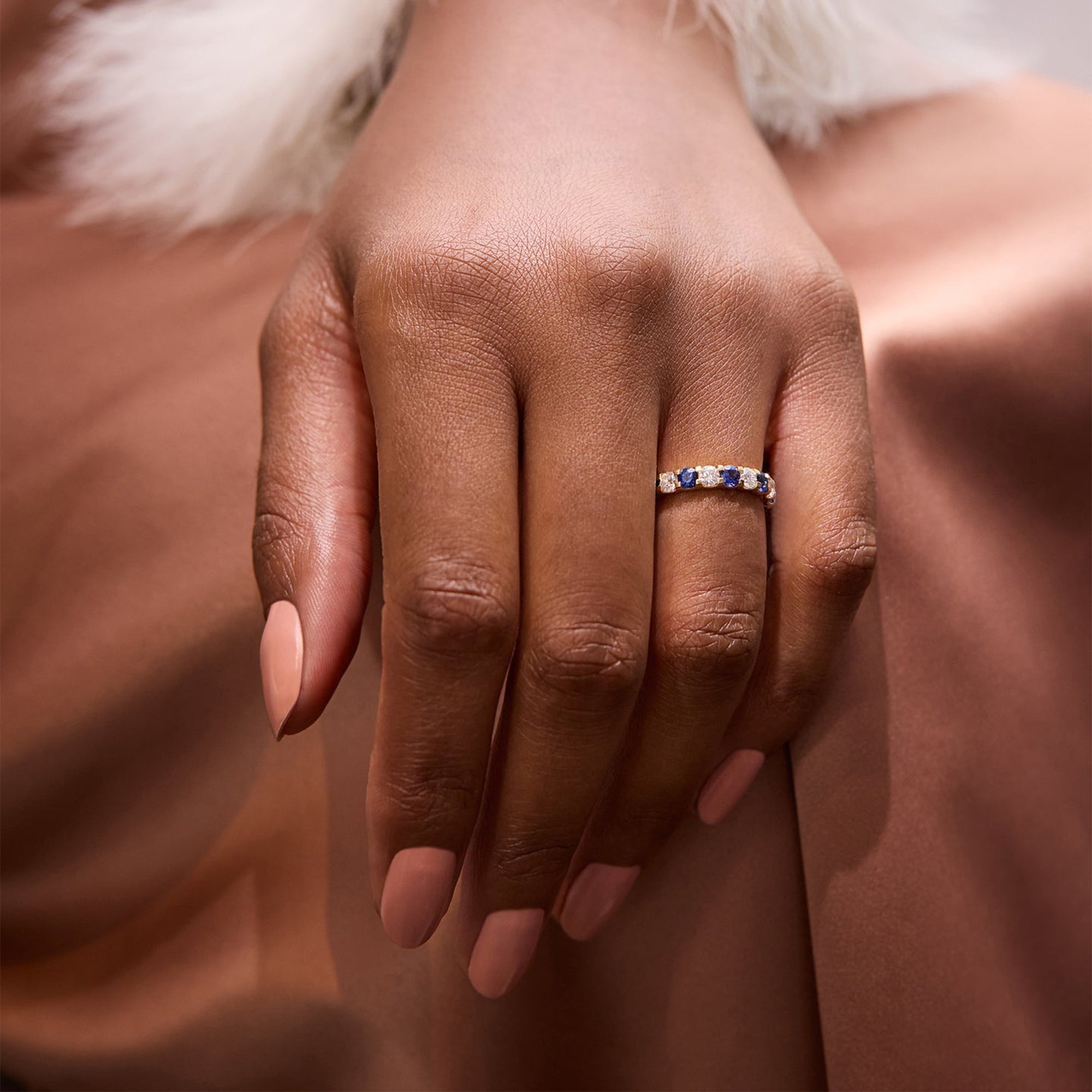 Classic Sapphire and Diamond Yellow Gold Eternity Ring
